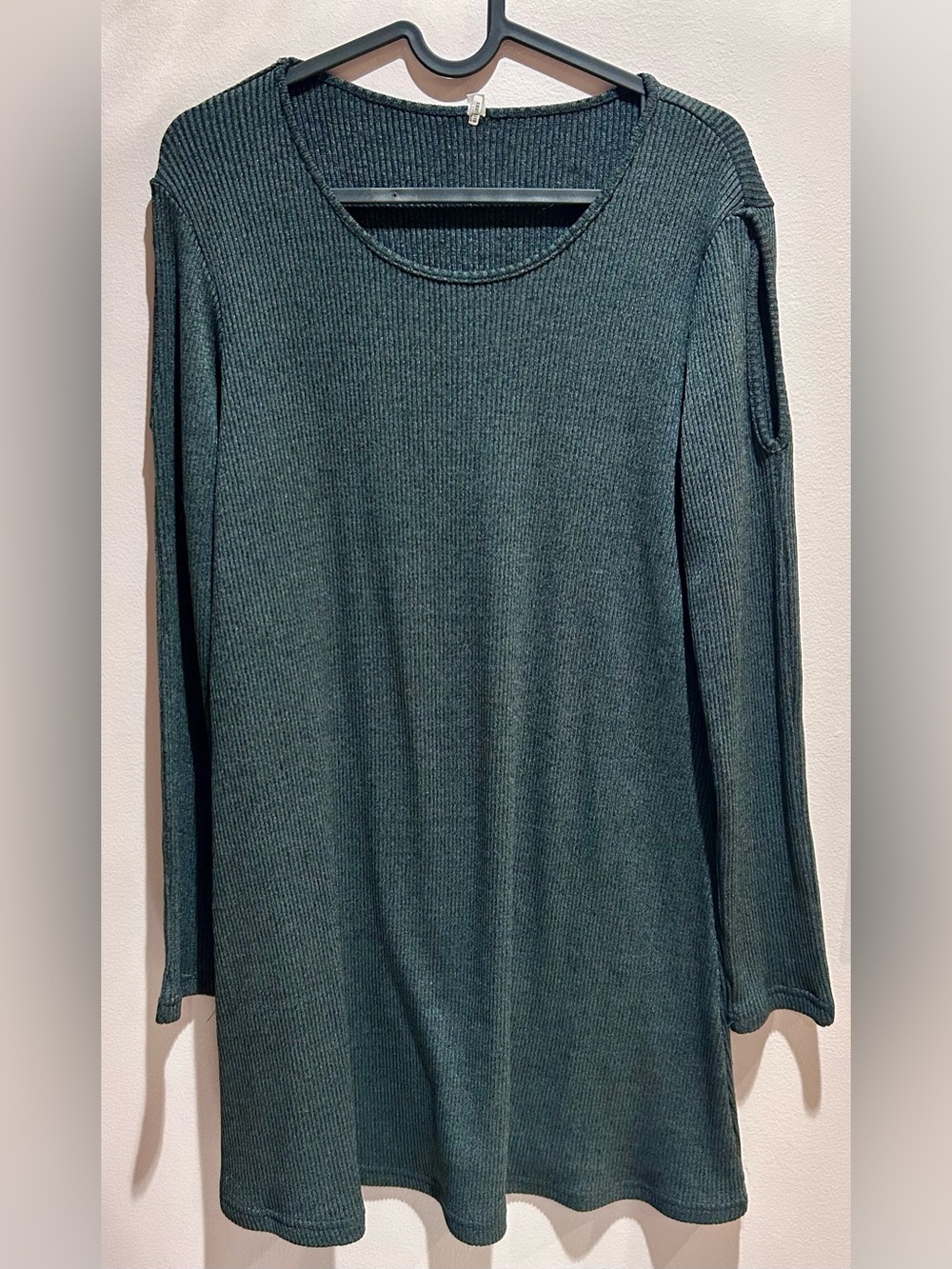 Green Ribbed Long-Sleeve Sweater Dress Size XS